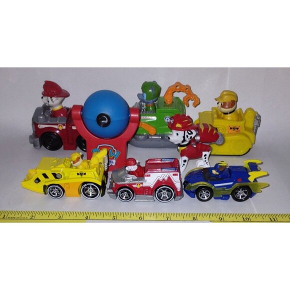 Paw Patrol Lot 8 Figures Vehicles Night Light Marshall Rocky Rubble Chase EMT - Picture 2 of 14